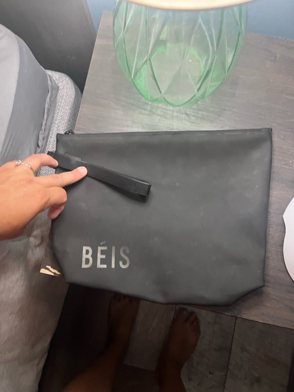 Beis Black Wristlet Travel Makeup